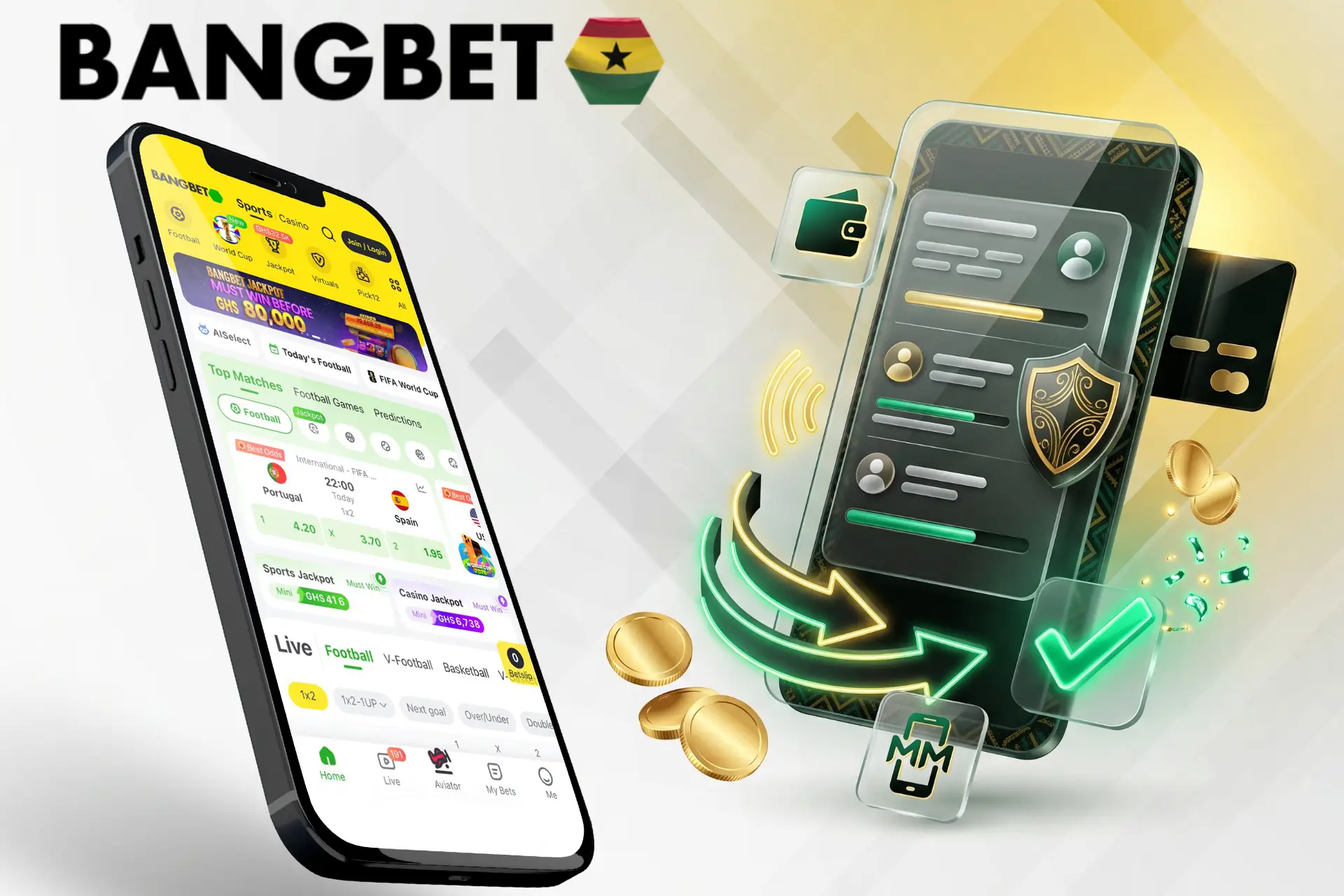 Mobile Money deposits and fast withdrawals on the betting platform.